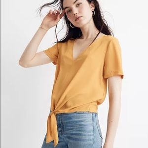 Madewell Novel Tie-Front Top - Yellow - Size Small S